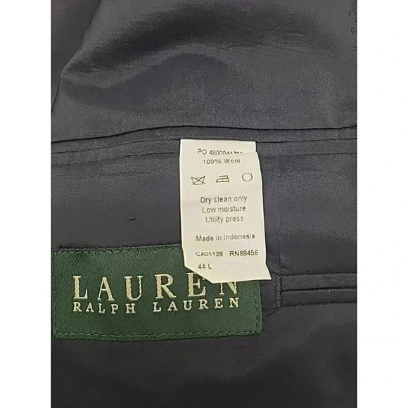 Lauren Ralph Lauren Blazer Suit Jacket Men's Size 44L Blue 100% Wool Gold Button - Picture 7 of 9